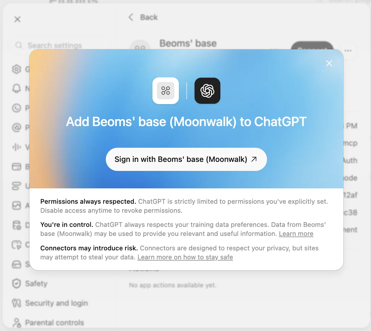 ChatGPT's card to add the plugin, with a Sign in button that carries its name.